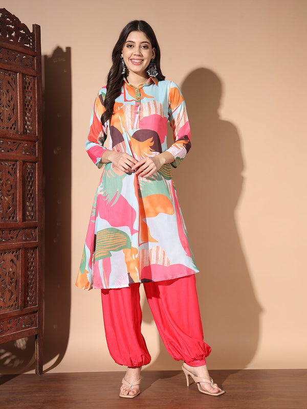 Women's rayon print KURTI PANT set