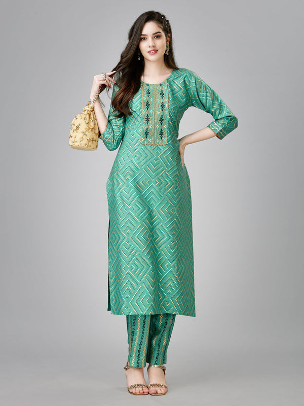 Women Viscose Rayon Kurti Pant Set