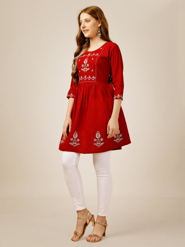 Women’s Embroidered Rayon Peplum Top