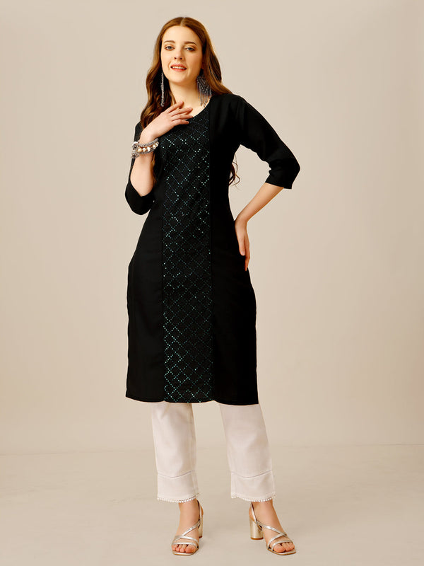 Women Embroidered Cotton Blend Kurta Pant Set