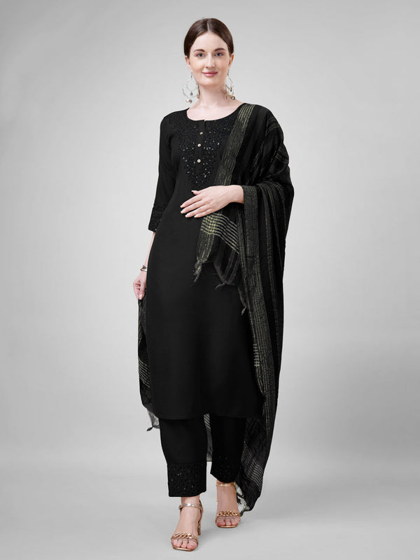 Embroidered Women Kurta Pant Dupatta Set