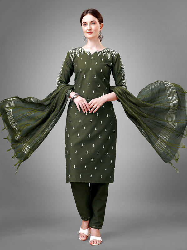 Embroidered Kurta Pant Dupatta Set