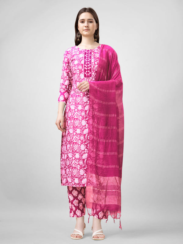 Women Viscose Rayon Kurta Pant Dupatta Set