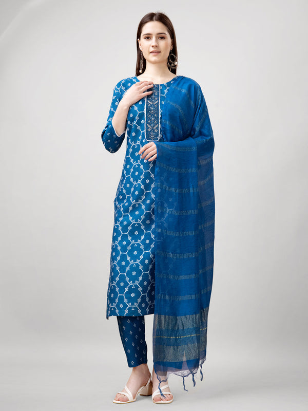 Women’s Viscose Rayon Kurta Pant Dupatta Set