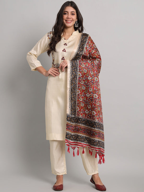 Kurta Set with Printed Dupatta(musterd)