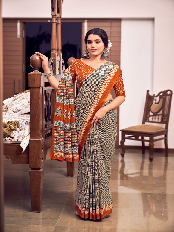 Bagru Print Cotton Saree