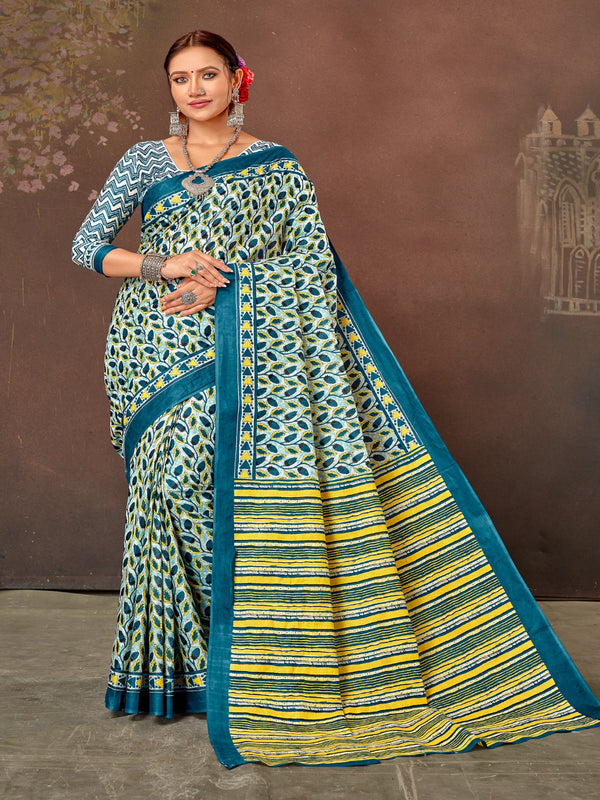 Aqua Sarees for Women - Bagru