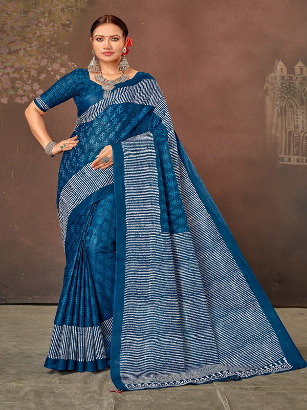 Charming Light Blue Bandhani Printed Patola Silk Saree