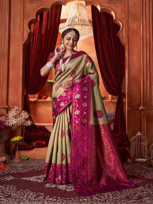 Ethnic Motifs Zari Pure Silk Banarasi Saree