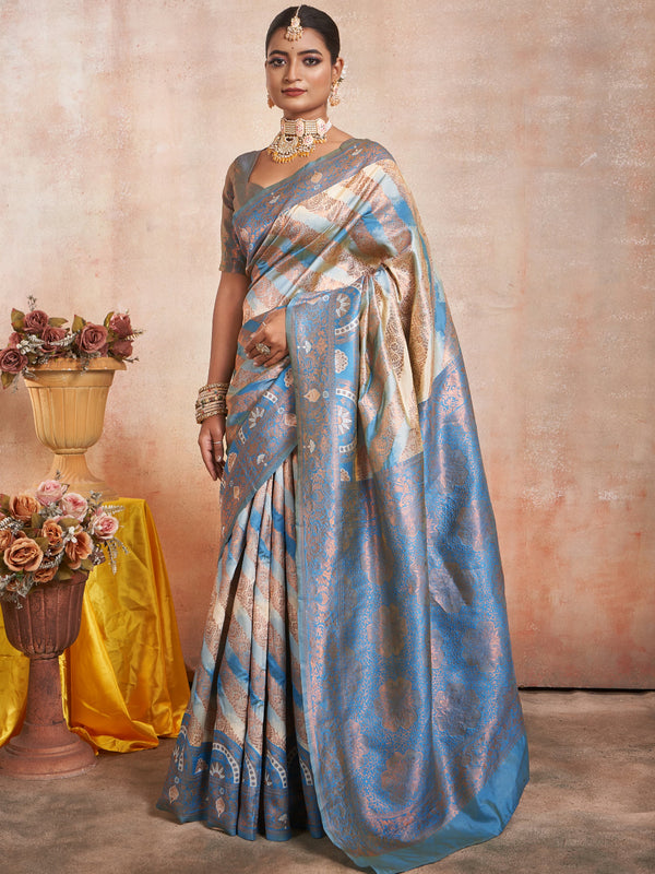 Women Woven Design Zari Pure Silk Banarasi Saree with Blouse Piece