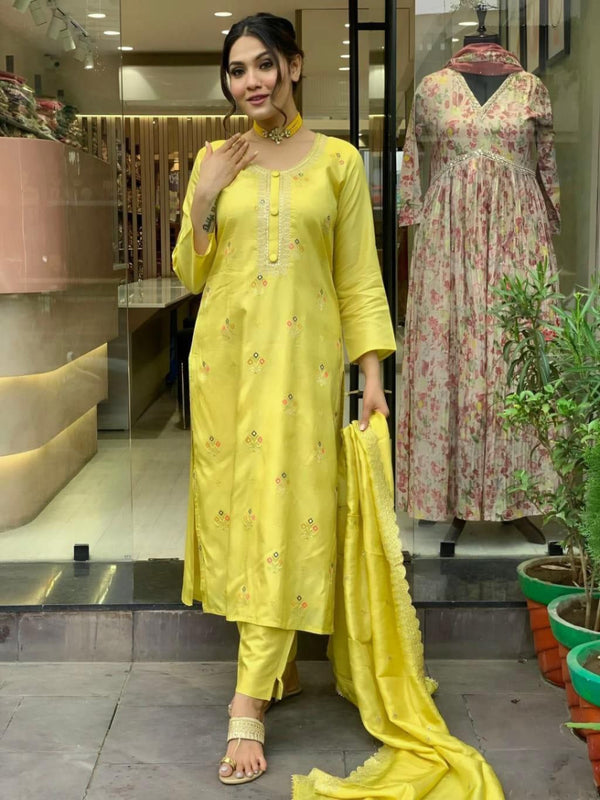 Yellow Kurta Suit Sets for Women by Dreamstyle