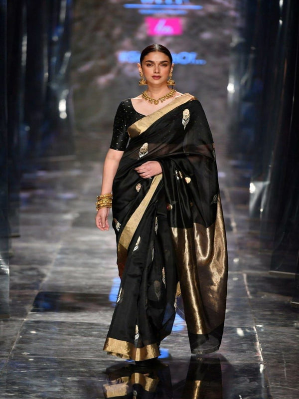 Jacquard Traditional Saree black