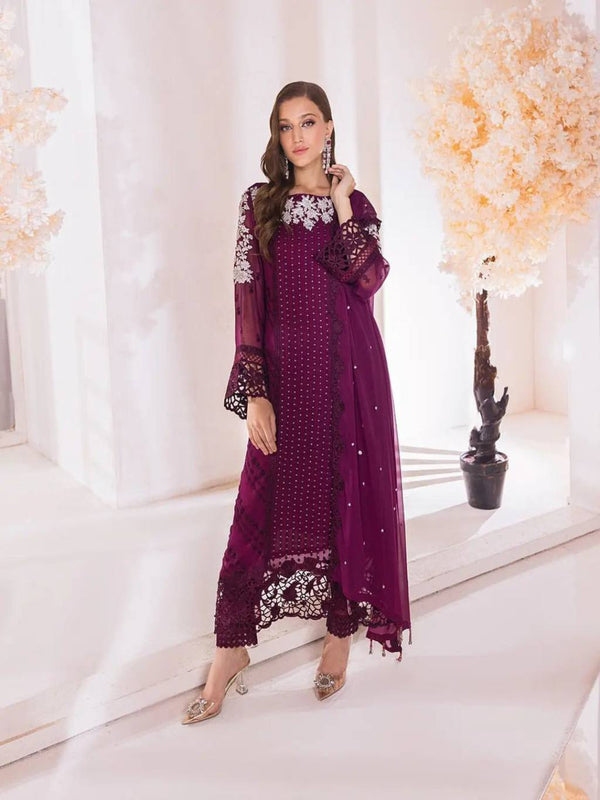 Indian Embroidery Organza Salwar Kameez Muslim Unstitched Suit