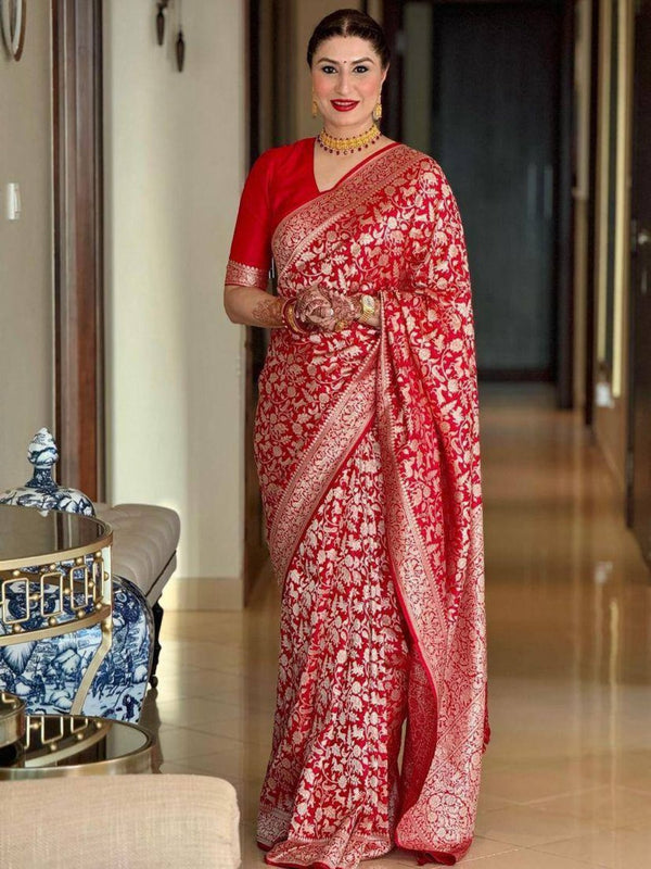 Red Banarasi Art Silk Saree