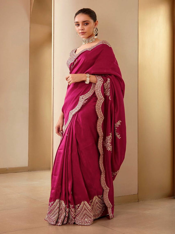 Pure Two Tone Vichitra Silk Saree