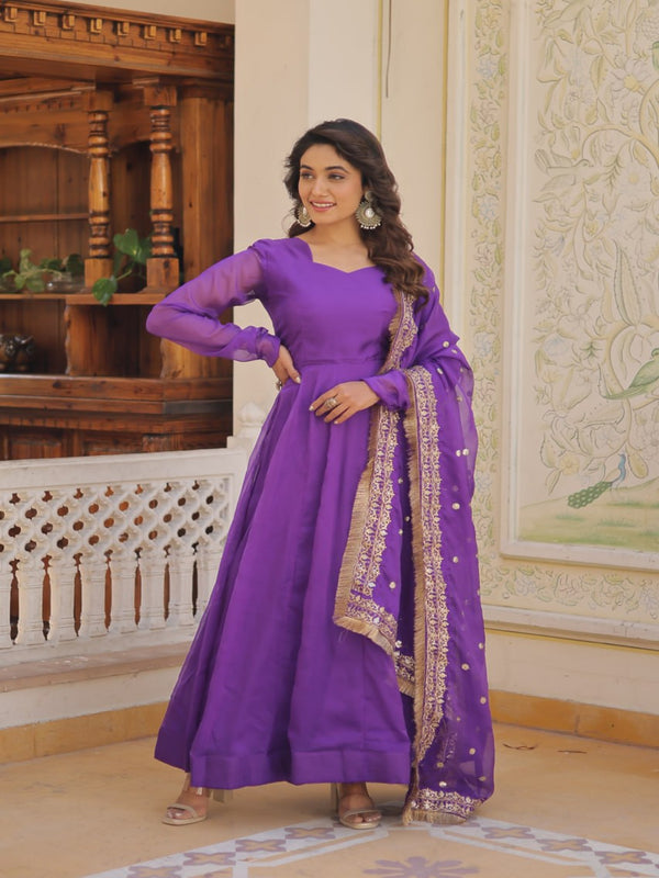 Anarkali Gown Suit in Purple